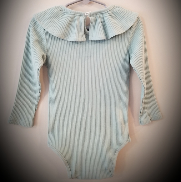 COTTON ,RUFFLE COLLAR RIB BODYSUIT - Picture 4 of 6
